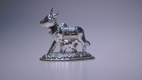 Pure Silver Cow and Calf Idol 14 grams